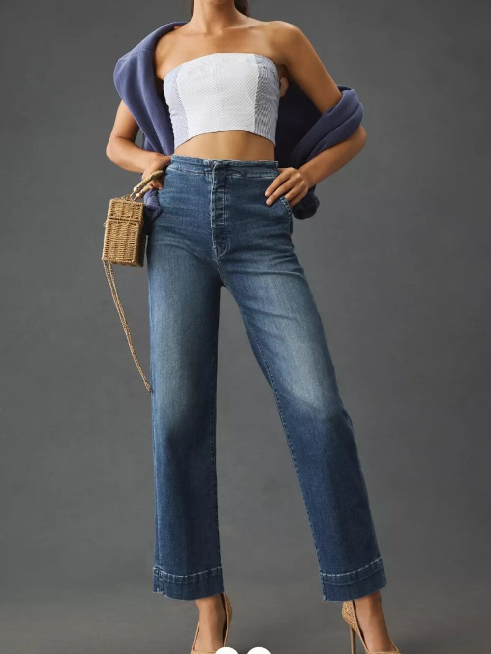 MOTHER Jeans Cinch Greaser Hi Waist Wide Leg Dark Denim Size 34 New Tag 34x28